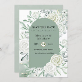 Dusty Sage Painted Florals Save the Date Einladung