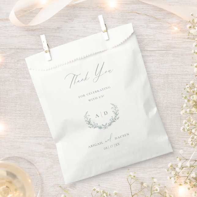 Dusty Sage Paper Favor Bags Wedding Thank you Geschenktütchen (Ausgeschnitten)