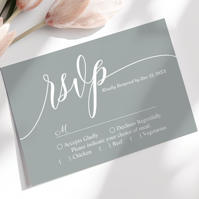Dusty Sage Simple Script Wedding RSVP Card Karte (Von Creator hochgeladen)