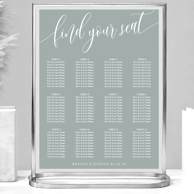 Dusty Sage Simple Wedding Seekarte Poster (Von Creator hochgeladen)