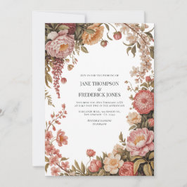 Dusty Sage, Soft Peach & Warm Sand Floral Wedding Einladung
