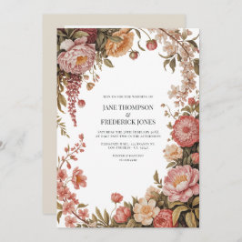 Dusty Sage, Soft Peach & Warm Sand Floral Wedding Einladung