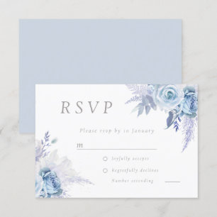 Dusty Sky Blue Divine Floral Wedding All Event RSVP Karte