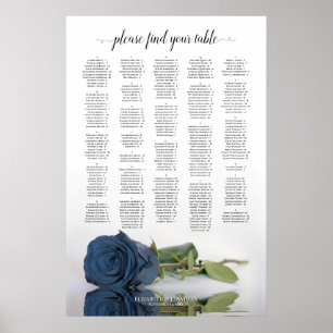 Dusty Steel Blue Rose Alphabetisierungstabelle Poster