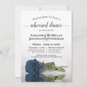 Dusty Steel Blue Rose Hochzeit Probe Dinner Einladung