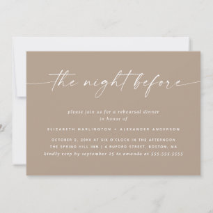 Dusty Taupe Probe Dinner   Elegante Hochzeit Einladung