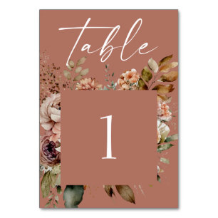 Dusty Terracotta Boho Hochzeit im Herbst   Rustika Tischnummer