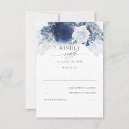 Dusty und Navy Blue Wedding RSVP Karte