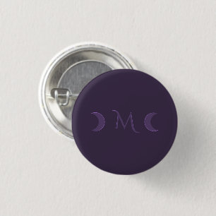 Dusty Violet Crescent Moons Monogramm Button