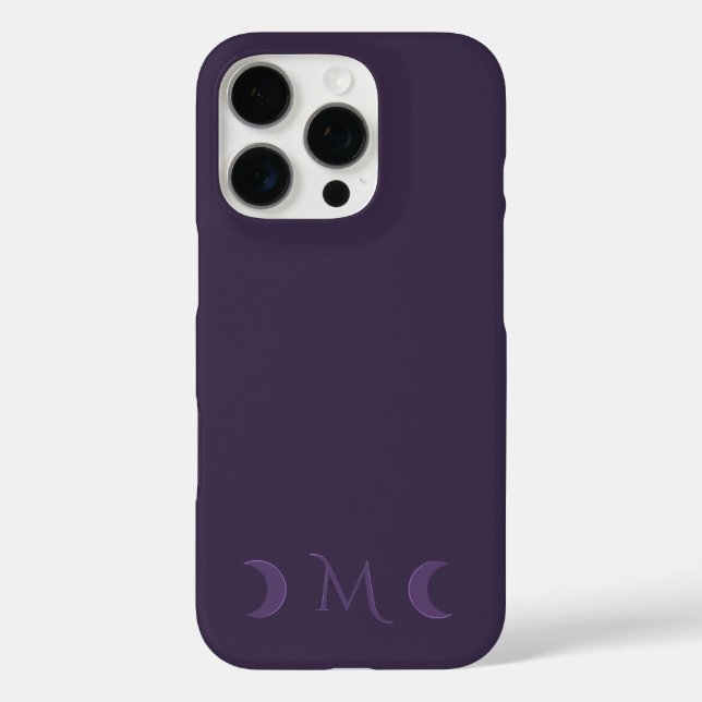 Dusty Violet Crescent Moons Monogramm Case-Mate iPhone Hülle (Rückseite)