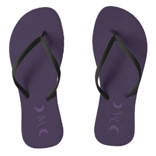 Dusty Violet Crescent Moons Monogramm Flip Flops