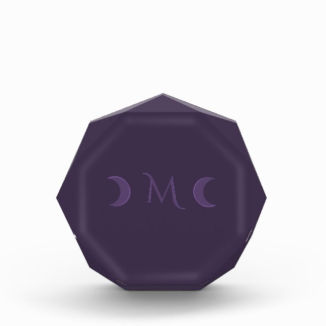 Dusty Violet Crescent Moons Monogramm Fotoblock (Vorderseite)