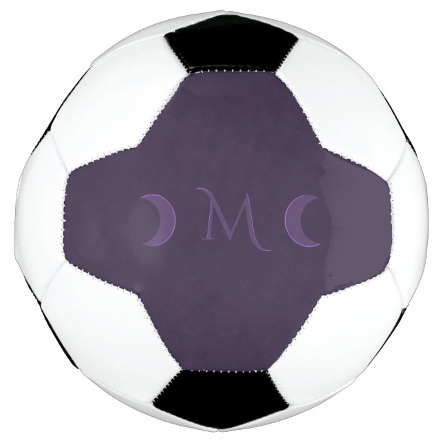 Dusty Violet Crescent Moons Monogramm Fußball (Vorderseite)