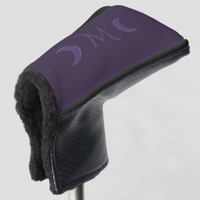 Dusty Violet Crescent Moons Monogramm Golf Headcover (3/4 Vorderseite)