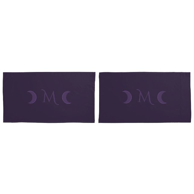 Dusty Violet Crescent Moons Monogramm Kissenbezug (Vorderseite-Set)