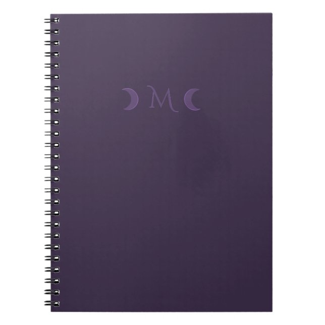 Dusty Violet Crescent Moons Monogramm Notizblock (Vorderseite)