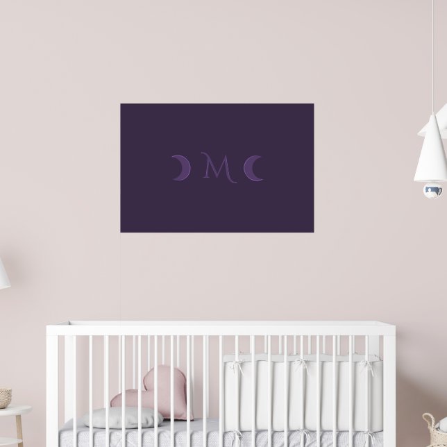 Dusty Violet Crescent Moons Monogramm Poster (Kinderzimmer 2)