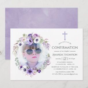 Dusty Violet Floral Bestätigung Einladung