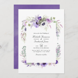 Dusty Violet Floral QR Code UAWG Wedding Einladung