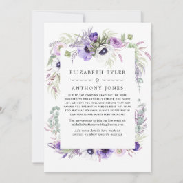 Dusty Violet Floral Reduced Wedding Guest List Ankündigung