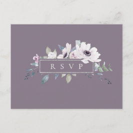 Dusty Violet Floral Wedding RSVP Song Request Einladungspostkarte