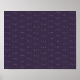 Dusty Violet Monogram Crescent Moon Pattern Poster