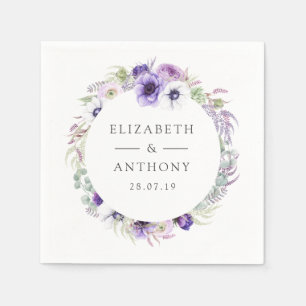 Dusty Violet Pastel Floral Wedding Serviette