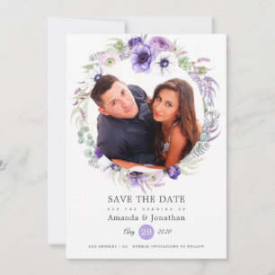Dusty Violet Pastel Watercolor Foto Hochzeit Save The Date
