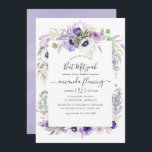 Dusty Violet Watercolor Floral Bat Mitzvah Einladung<br><div class="desc">Elegante handgeschriebene Typografie florale Fledermaus Mitzvah Einladung in Pastelltönen mit Anemon-Blume,  Eukalyptus,  Ranunculus und Sukkulenten.</div>