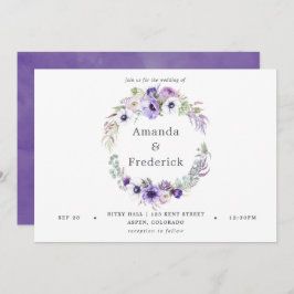 Dusty Violet Wedding Watercolor Floral Einladung