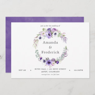 Dusty Violet Wedding Watercolor Floral Einladung