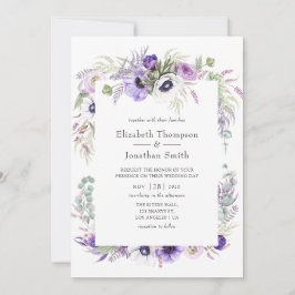 Dusty Violet Wedding Watercolor Floral Einladung