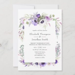 Dusty Violet Wedding Watercolor Floral Einladung