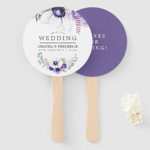 Dusty Violet Wedding Watercolor Floral Gefallen Fächer