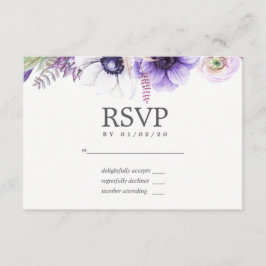 Dusty Violet Wedding Watercolor Floral UAWG RSVP Karte
