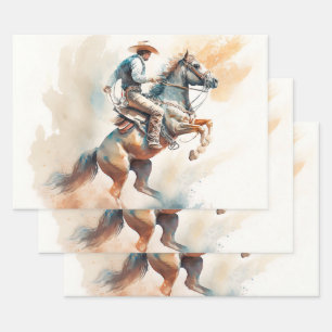 Dusty Western Wasserfarbe "Bucking Bronco" Geschenkpapier Set