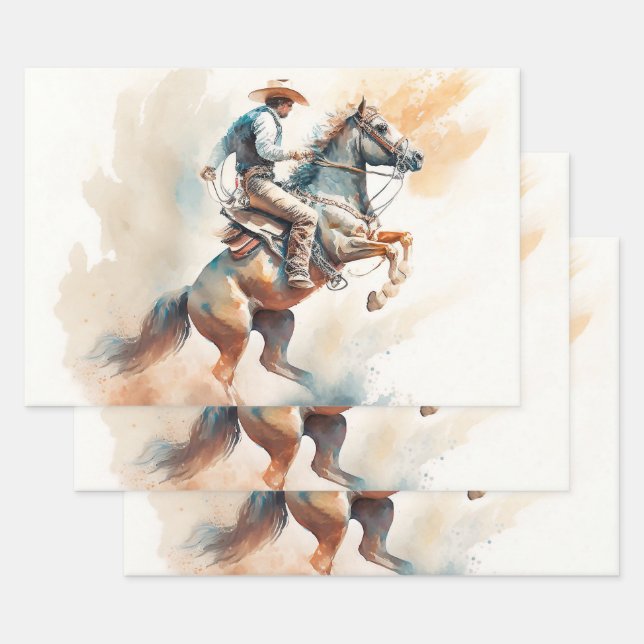 Dusty Western Wasserfarbe "Bucking Bronco" Geschenkpapier Set (Set)
