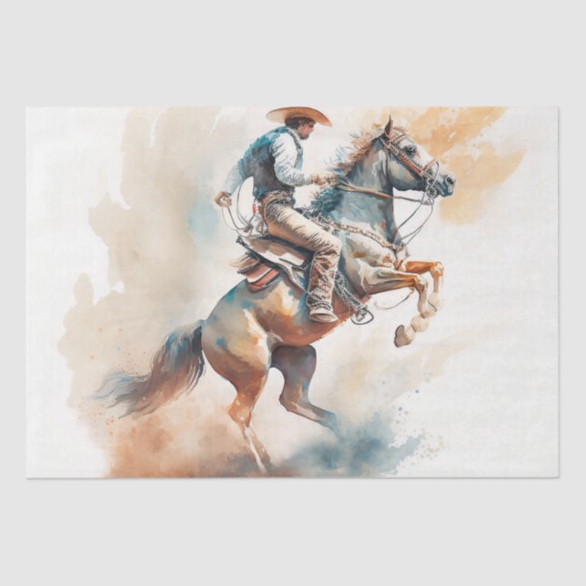 Dusty Western Wasserfarbe "Bucking Bronco" Seidenpapier (Vorderseite)