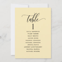 Dusty Yellow Seating Plan Cards mit Gästennamen