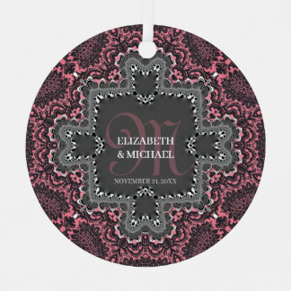 Dustyrosa-Holzkohle-Vintage-Romantik-Damask-Lace Ornament Aus Metall