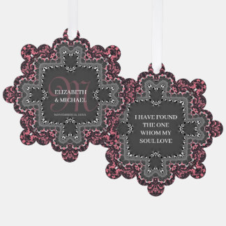 Dustyrosa-Holzkohle-Vintage-Romantik-Damask-Lace Ornament Karte