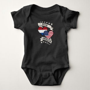 Dutch American Heart Flags Niederlande Amerika Baby Strampler