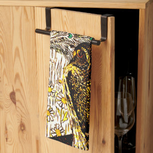 Dutch Art Nouveau Peacock and Owls Geschirrtuch