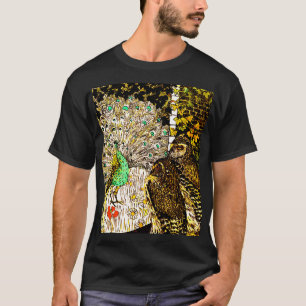 Dutch Art Nouveau Peacock and Owls T-Shirt