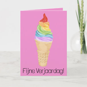 Dutch Birthday Rainbow Gay Pride Ice Creme Card Karte