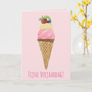 Dutch Birthday Watercolor Ice Creme Card Karte