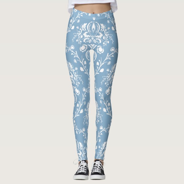Dutch Blue Damask Leggings (Vorderseite)