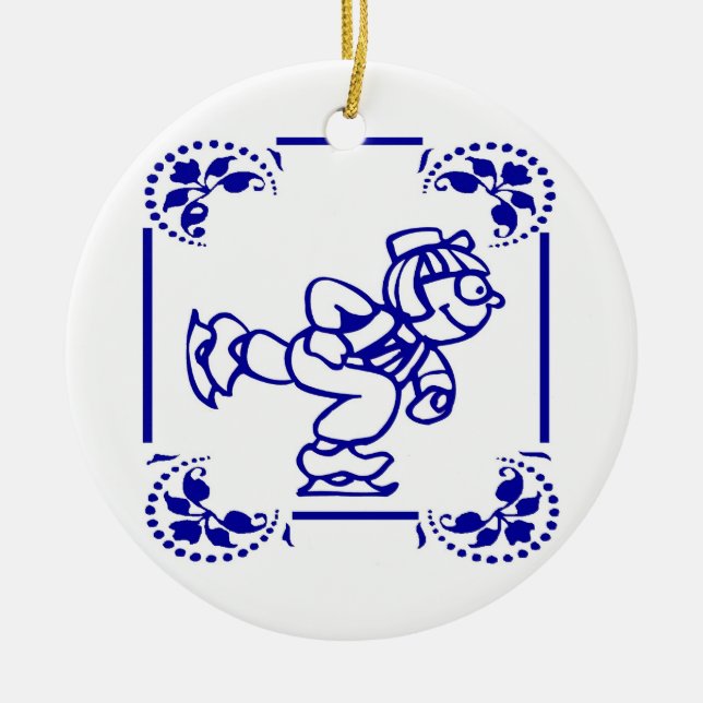 Dutch Boy Ice Skaten Keramikornament (Vorne)