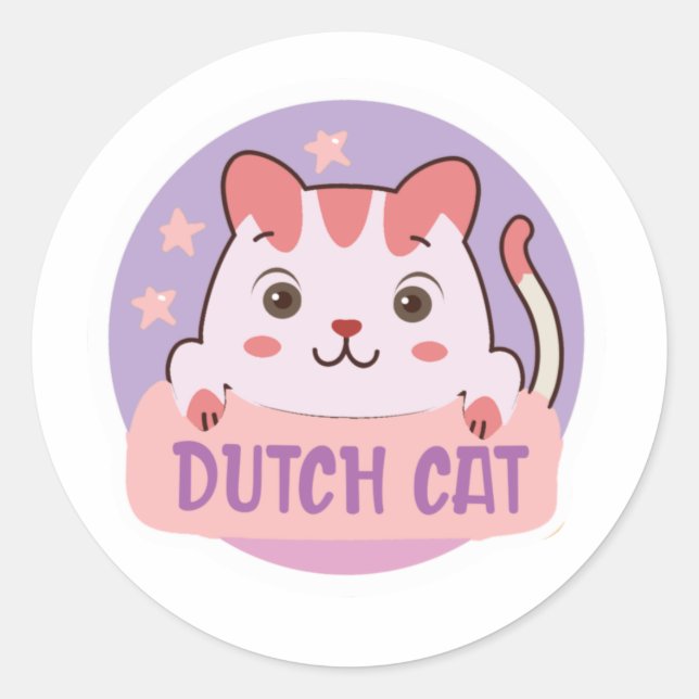 Dutch Bros Cat Liebhaber Runder Aufkleber (Vorderseite)