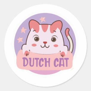 Dutch Bros Cat Liebhaber Runder Aufkleber